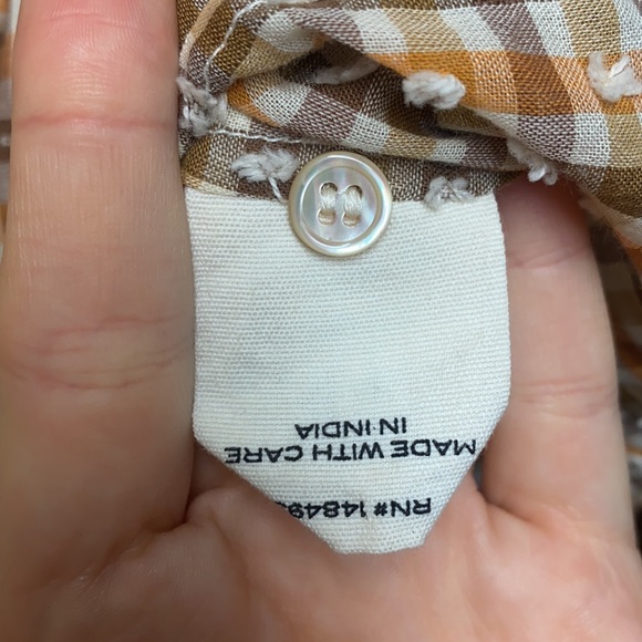 Doen Scarlet Blouse in Orange Meringue Plaid Size Medium - Picture 4 of 4